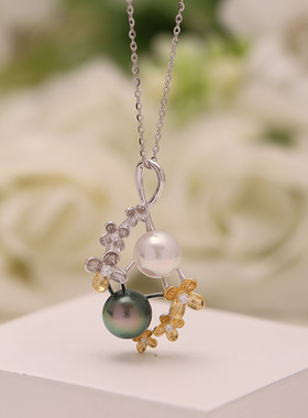 s925纯银韩版分色小花朵吊坠配件