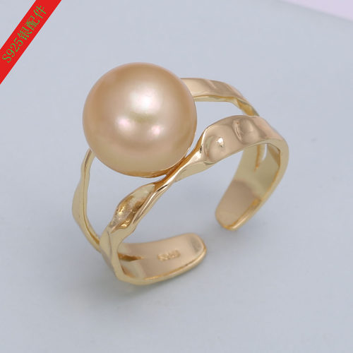 s925纯银光版立体不规则戒指托