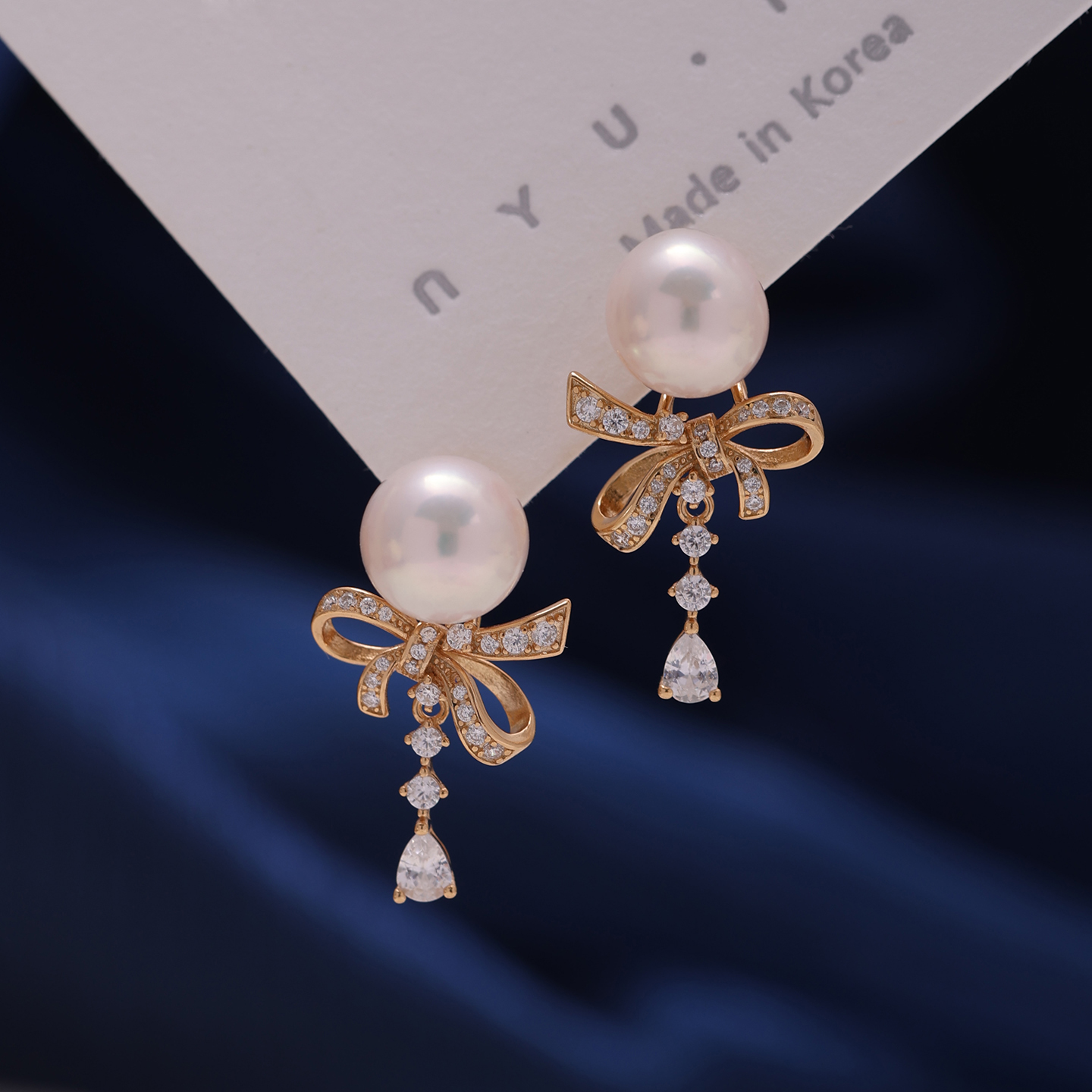 s925纯银精工豪华蝴蝶结耳钉