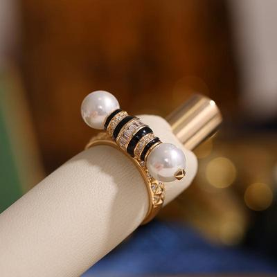 s925纯银精工豪华双珠戒指托