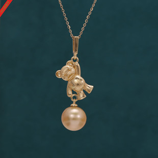 DIY珍珠配件s925纯银韩版拉丝工艺可爱小猴子吊坠项坠空托配饰品