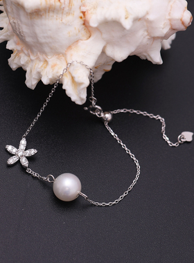 s925纯银精致小花闪亮实在配件