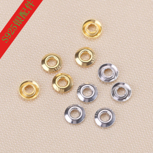 DIY配件S925银珍珠路路通贴片串心链通孔堵头间隔半成品手工饰品