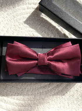 领结西装西服男士结婚礼服新郎伴郎纯色韩版高档灰色蝴蝶结酒红色