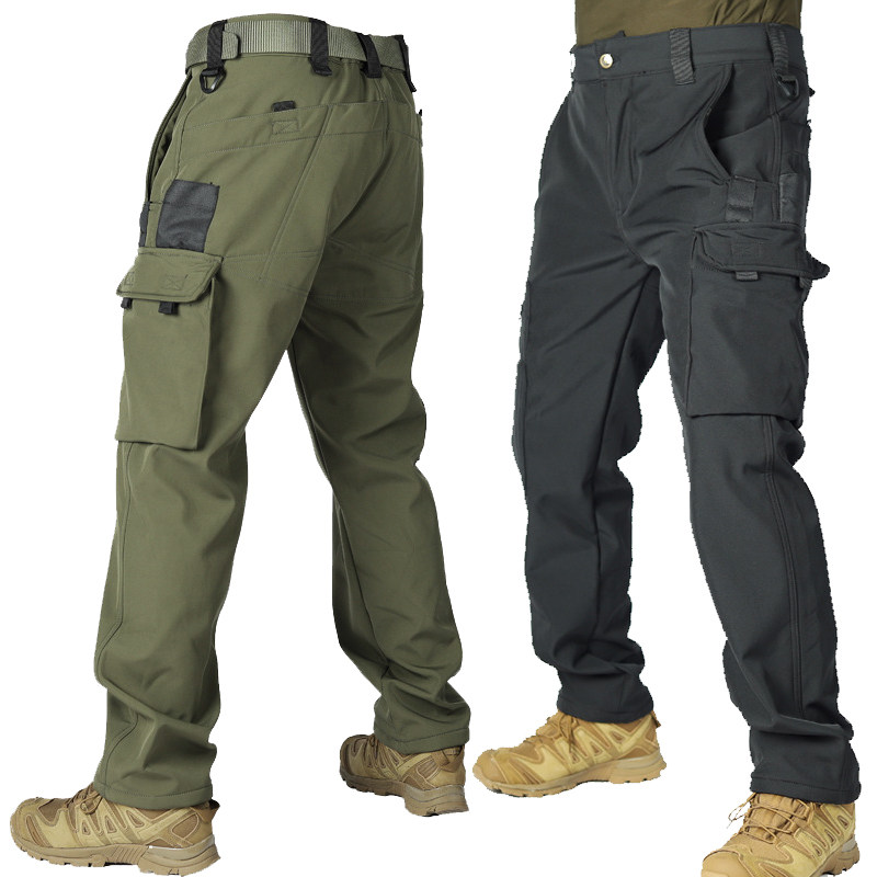 户外软壳战术裤男士大码冲锋裤甲虫作训裤多口袋多功能耐磨登山裤