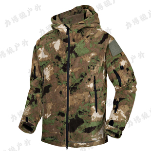 户外军迷双面抓绒CP迷彩保暖加厚内胆FG上衣宽松战术外套连帽衫男