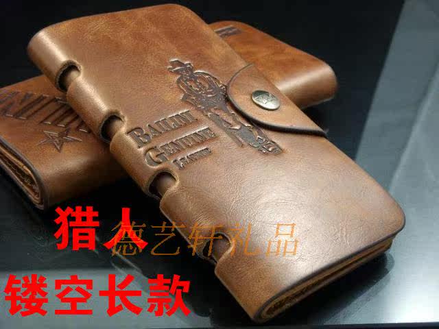 男士中长款时尚钱包 长款皮夹 猎人图案钱夹钱包长款皮夹