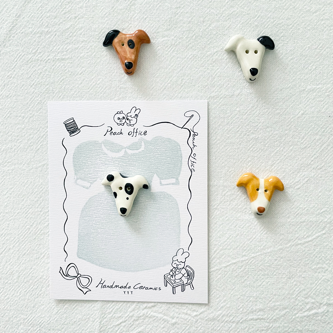 22mm斑点狗灵缇狗狗毛衣艺术家陶瓷纽扣编绳 手帐 YOUYOUTAO