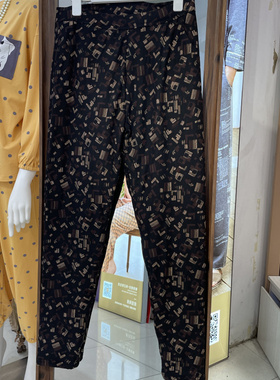 中老年女式护膝加厚长裤冬季保暖裤长裤简约宽松印花羊毛225255