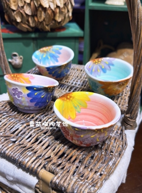 手绘釉下彩濑户烧陶瓷茶杯水杯小杯子80ml小容量陶瓷杯