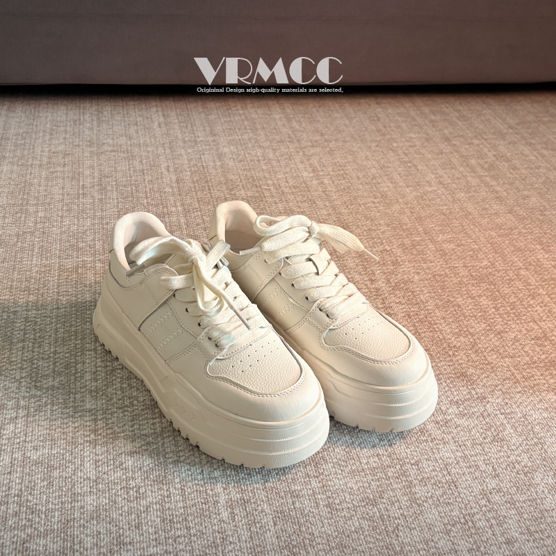 6cm增高厚底牛皮百搭小白鞋