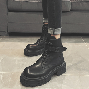 VRMCC真皮靴子女24新款 英伦显瘦厚底马丁靴单靴手工牛皮短靴 秋季