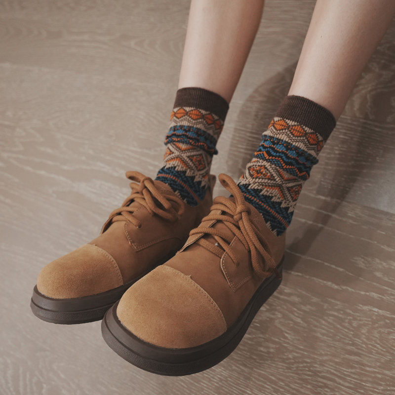 舒适百搭真皮厚底复古勃肯鞋