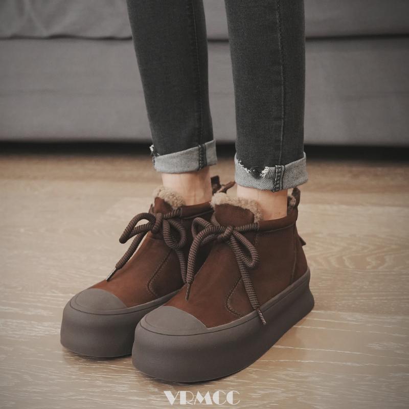 头层牛皮软底防滑厚底雪地靴