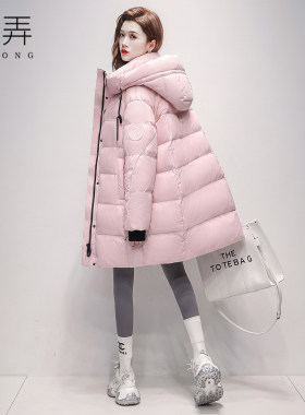 韩版简约连帽羽绒服女士2026冬季新款中长款加厚保暖宽松时尚外套