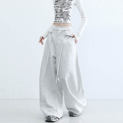 2026春新款高腰阔腿裤时尚轻奢