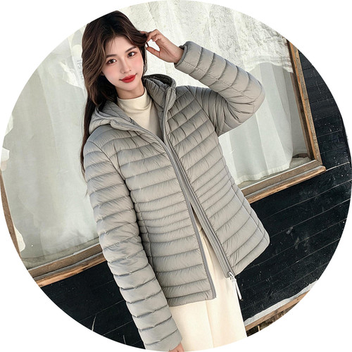 羽绒服100%鹅绒正品洋气高颜26新款收腰连帽短款轻薄排骨鹅绒服女