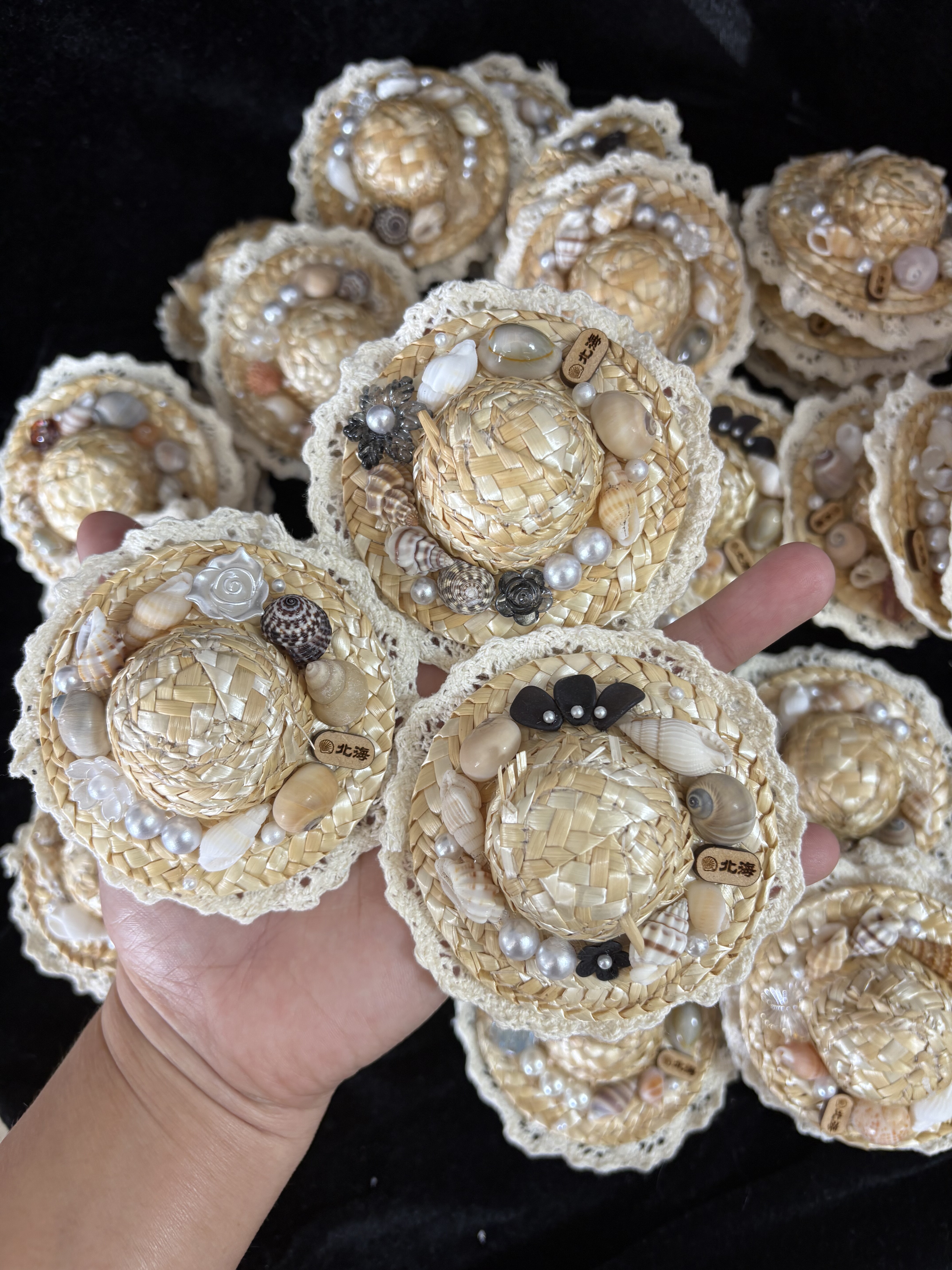 北海旅行好物 北海文创 手工贝壳冰箱贴 蕾丝草帽款