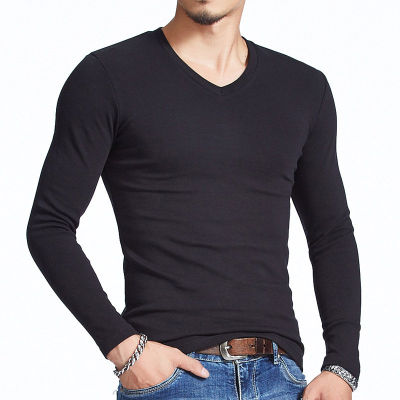 特价紧身T恤男长袖V领健身加绒加厚打底衫韩版修身型高弹力莱卡棉在类目 男装, T恤中 - 来自Buy2taobao.com提供专业的淘宝代购服务