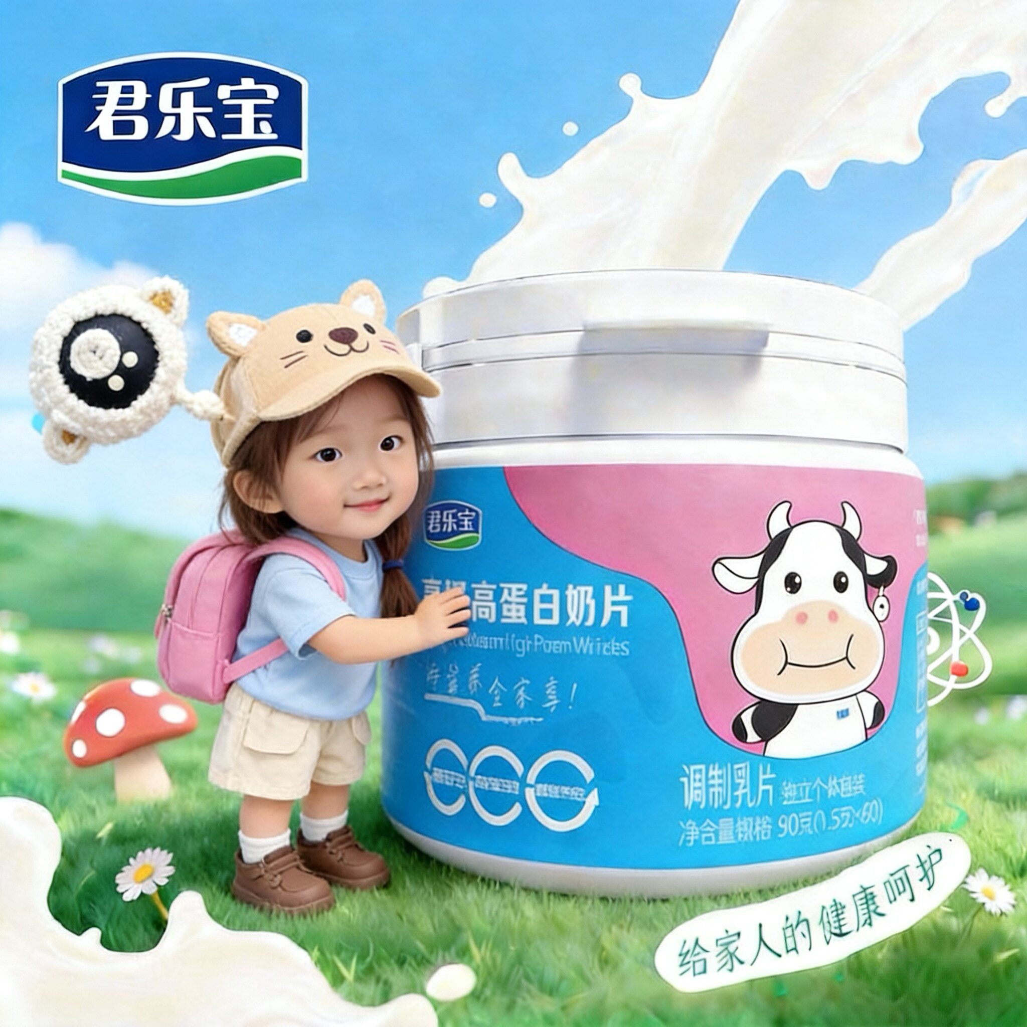 君乐宝高钙高蛋白奶片60片罐装儿童追剧零食好营养独立个体包装
