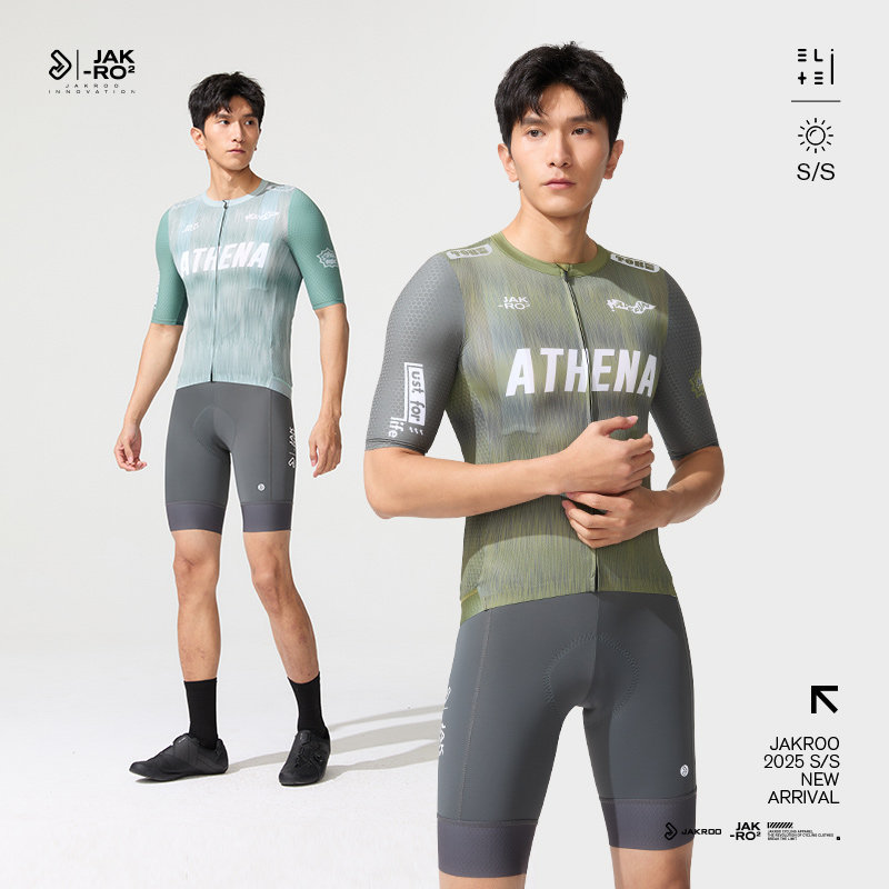 捷酷春夏新品ATHENA男士短袖骑行服薄款户外反光高弹透气上衣