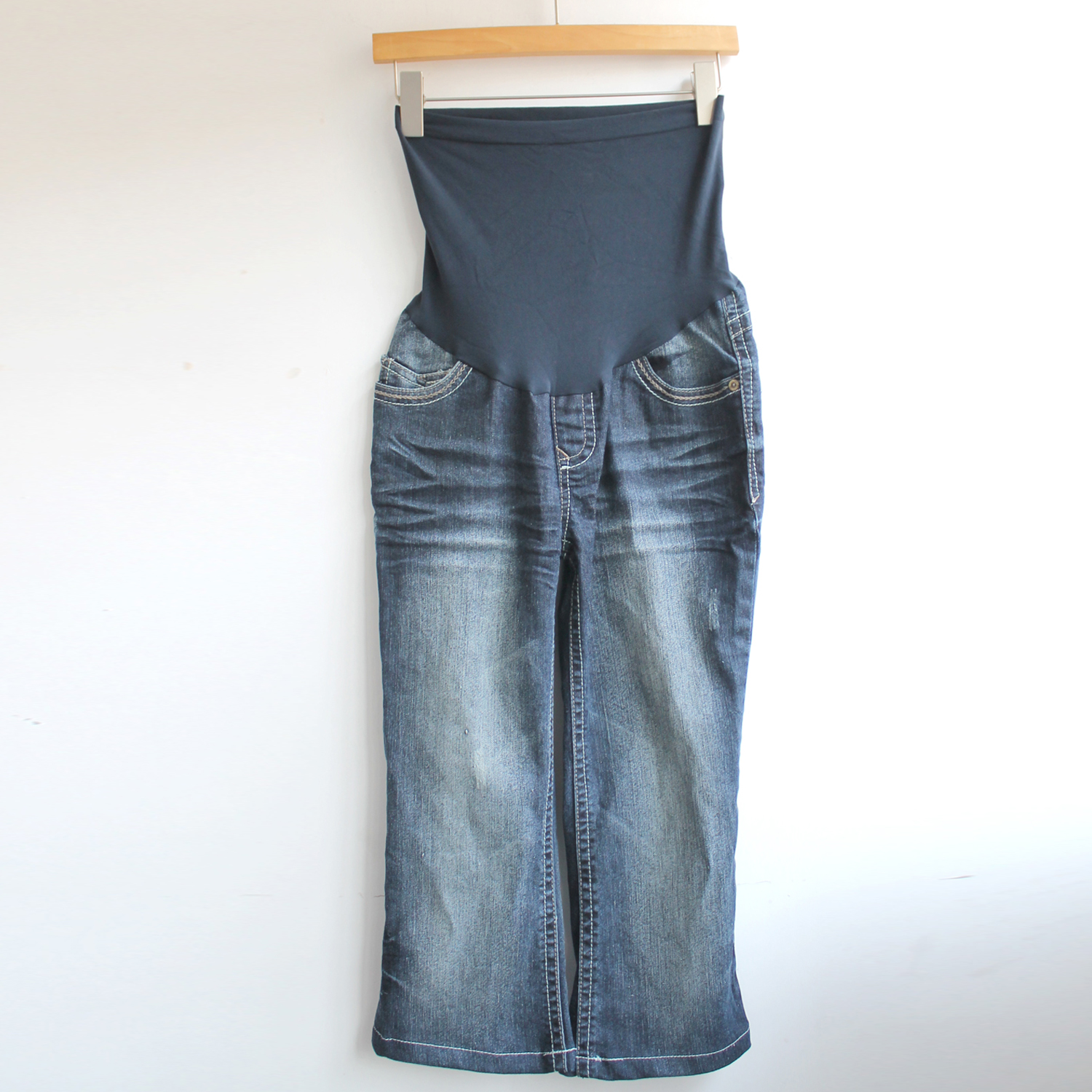 欧美风全孕期亚麻孕妇牛仔7分裤孕妇牛仔七分裤Z311