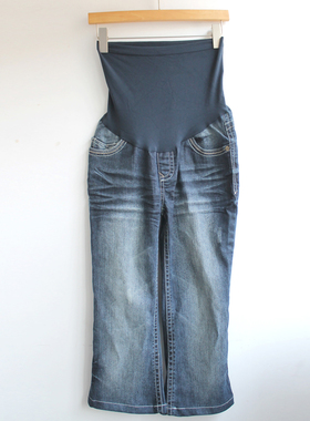 欧美风全孕期亚麻孕妇牛仔7分裤孕妇牛仔七分裤Z311