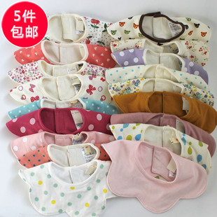 出口日本千家新款纯棉防水360旋转围嘴婴幼儿围嘴围兜宝宝口水巾