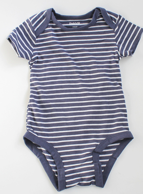 出口欧美蓝白条纹婴幼儿短袖三角哈衣包屁衣爬服宝宝连身衣B418
