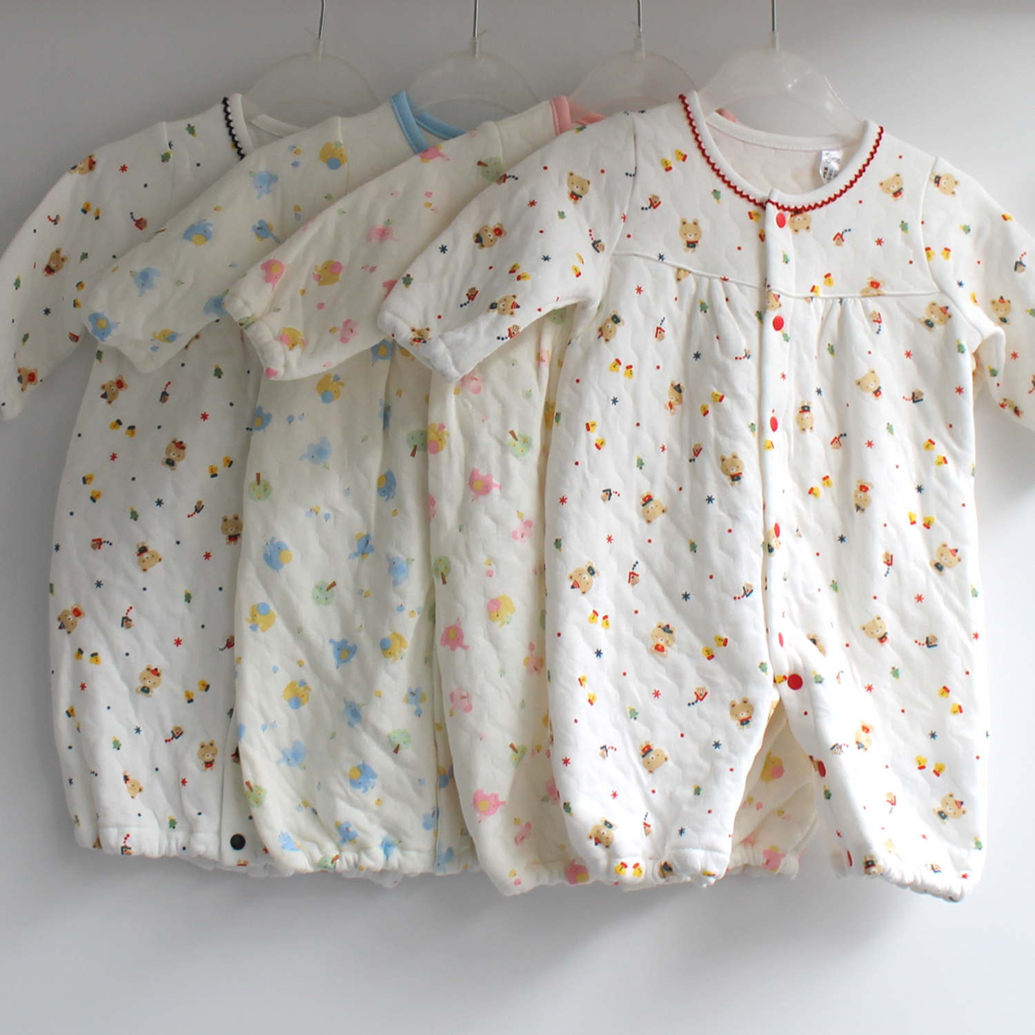 出口日本前开纯棉秋冬空气层两穿婴幼儿连体衣长袖新生儿睡袋