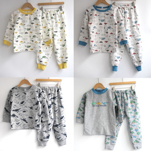 日式秋冬三层保暖空气层男女童家居服套装 中大童家居睡衣套装