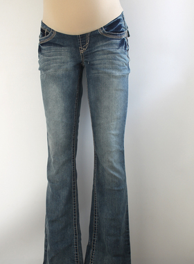 出口欧美全孕期孕妇牛仔裤出口隐形腹围阔腿孕妇牛仔裤Z334