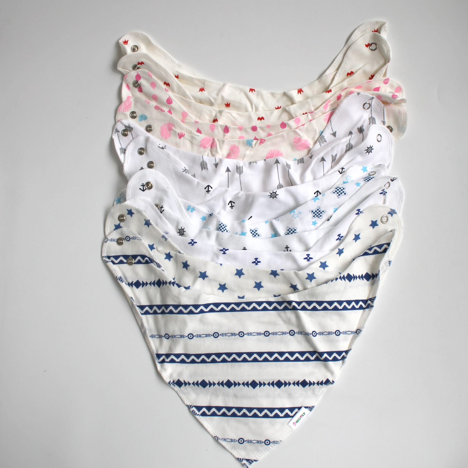 新生儿针织纯棉口水巾手帕宝宝口水小方巾三角围嘴