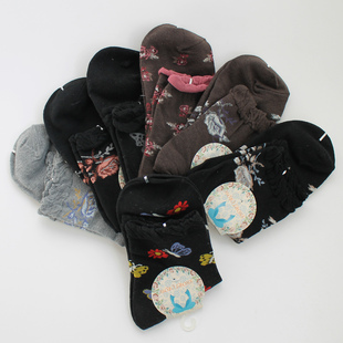 出口日系田园风格 松口不勒孕妇袜月子袜 春秋棉涤混纺女袜中筒