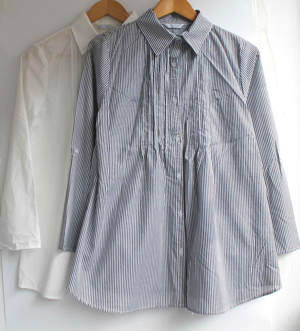 일본 봄 여름 바닥 출산 셔츠 이중 용도 소매 임산부 A 라인 긴 셔츠 출산 셔츠 지방 MM 셔츠