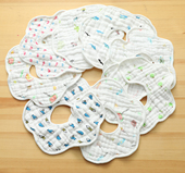 纯棉水洗纱布360度旋转花朵围嘴8层纱布 新生婴儿口水巾无荧光剂