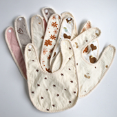 U型按扣婴儿围嘴纯棉豆豆绒宝宝口水巾纯棉防水围兜