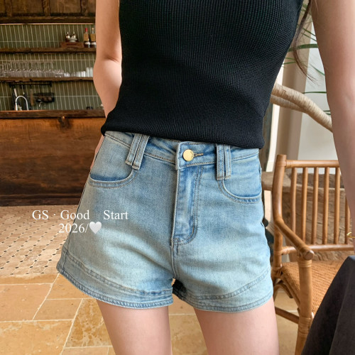 GS夏上新韩系爆款时髦复古美式百搭辣妹多色选休闲女牛仔短裤