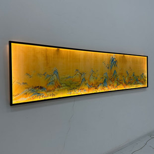 宋氏千里江山图清明上河图富春山居图挂式嵌入式丝绢沙画灯光挂画