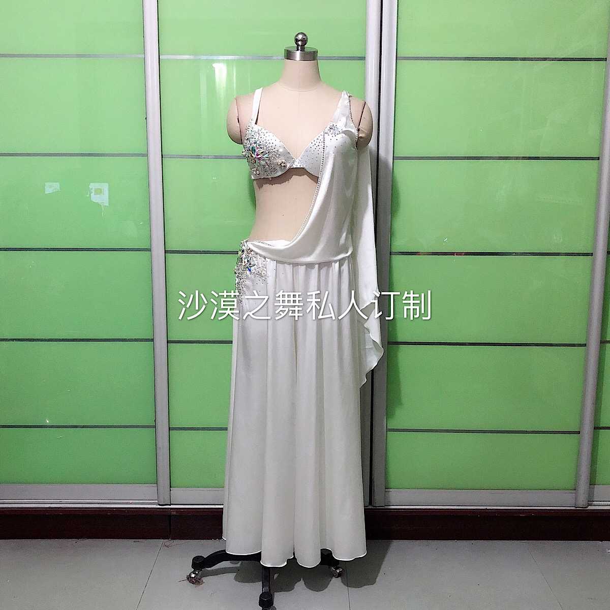 肚皮舞融合风真丝演出服阔腿裤套装 白色表演服沙漠之舞订制