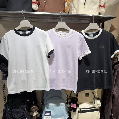 SHUI韩国直邮26新款女款休闲百搭圆领T恤短袖上衣FS262RS01F012