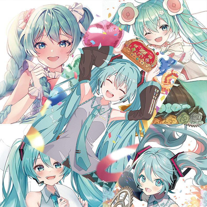 初音Miku海报高清铜版纸1套8张 动漫周边宿舍墙贴纸装饰画背景墙