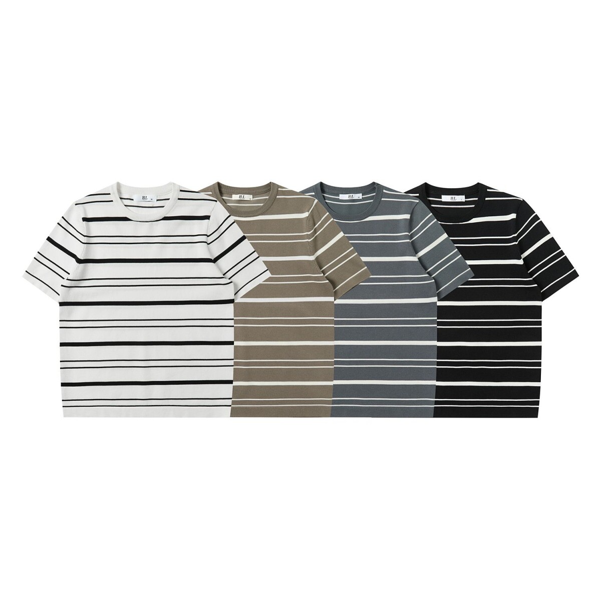 针织衫短袖t恤男潮牌夏季薄款五分袖2026年新款网红潮流条纹上衣