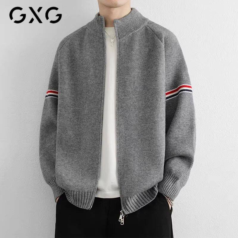 羊毛针织衫男士春秋冬新款潮牌羊绒开衫外穿韩版立领修身毛衣外套