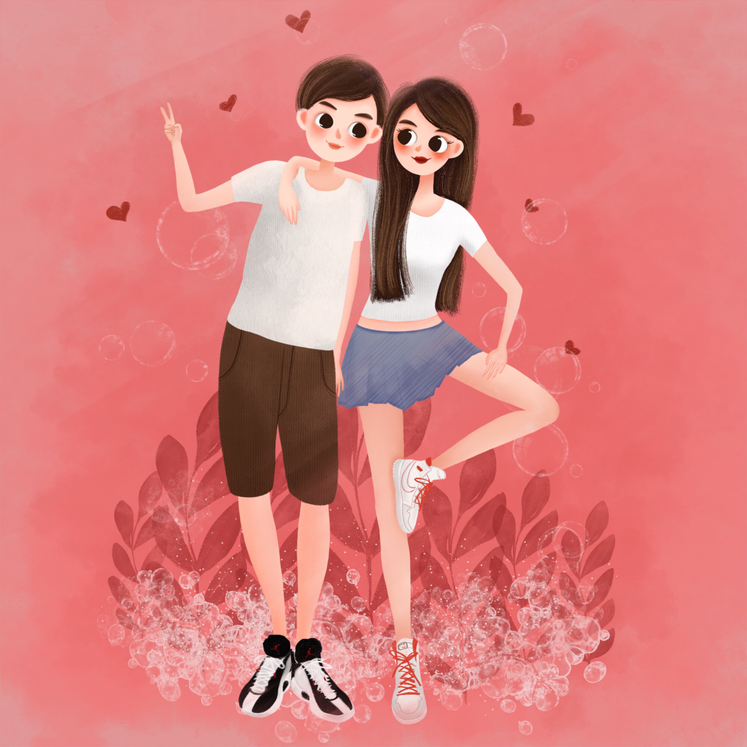 手绘头像q版定制卡通漫画情侣孕妇全家福人物绘设计制作真人照片