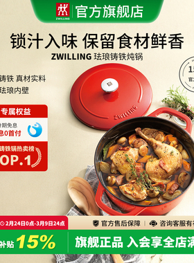 德国双立人珐琅锅24cm铸铁炖锅家用厨房汤锅蒸炖官方旗舰正品