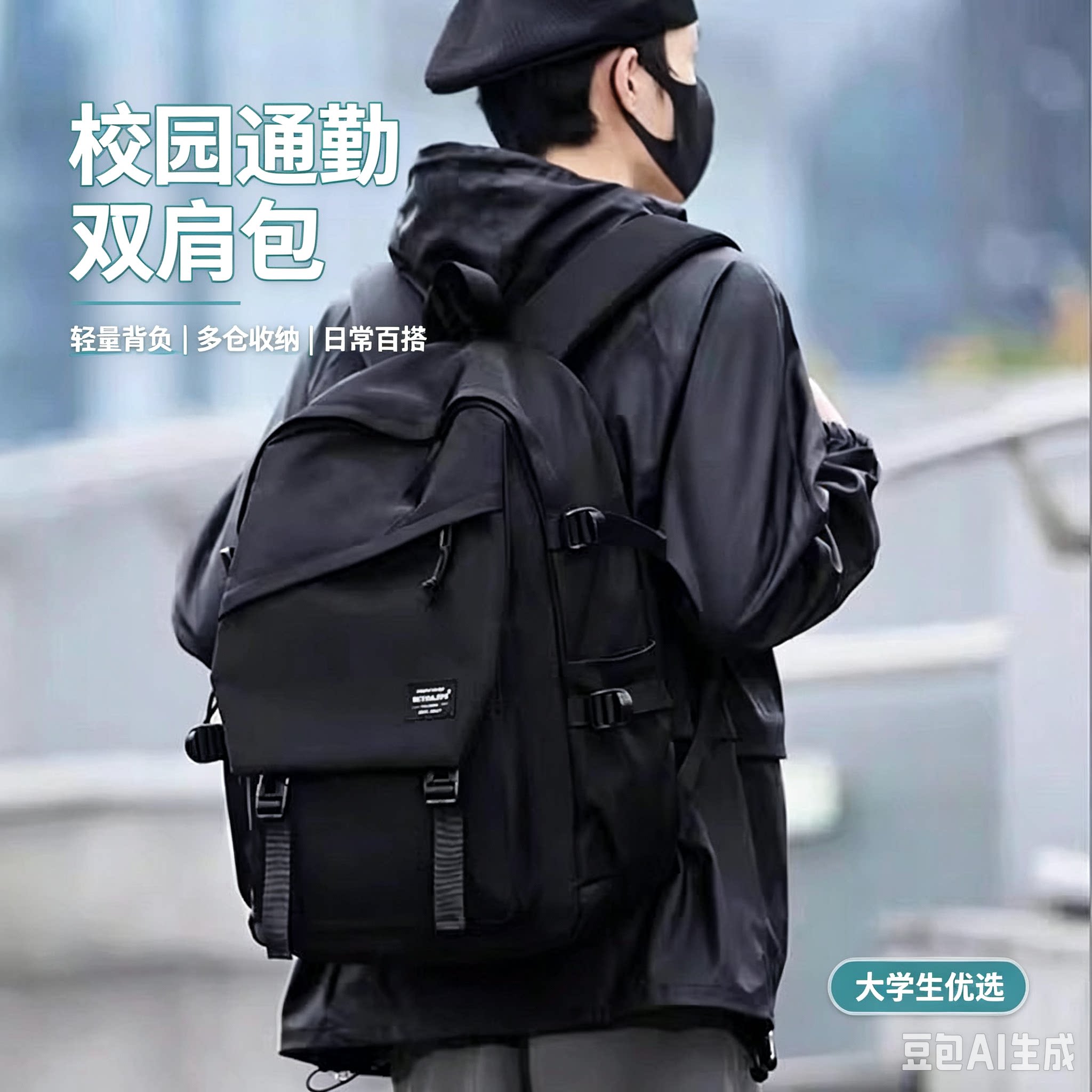 双肩包男士休闲百搭大容量电脑图片