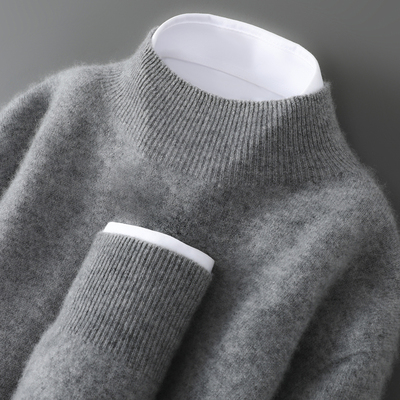 100%纯羊毛衫男一线成衣半高领