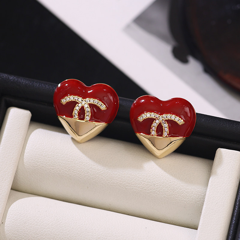 精致红色爱心滴油耳钉法式复古小香风耳环轻奢高级感气质女士耳饰,饰品/流行首饰/时尚饰品新,耳钉,淘宝优惠券,粉丝福利购,淘宝优惠卷