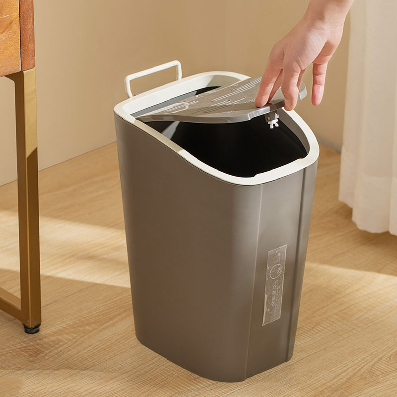 按压弹盖垃圾桶手提立式带盖纸篓客厅厨房办公室厕所家用塑料简约
